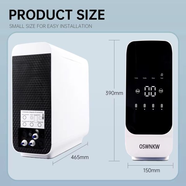 เครื่องจ่ายน้ำแบบออสโมซิสย้อนกลับ - อัตราการไหลสูง 600GPD ไม่ต้องใช้ถัง TDS ขนาดกะทัดรัด อัตราการระบายน้ำ 1:2 น้ำแร่อัลคาไลน์